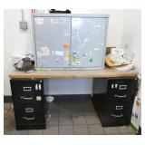 2 file cabinets, storage cabinet and surface