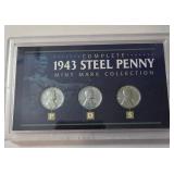 1960 Lincoln Memorial Penny and 1943 Steel Penny Mint Mark Collection