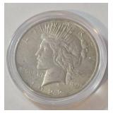 1922 Silver Peace Dollar in Airtite - High Relief - Very Collectible - AU