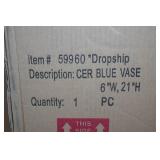 Blue Ceramic Decorative Vase -  6"x21"