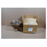 9.75" Round Wooden Footed Bowl