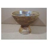 9.75" Round Wooden Footed Bowl