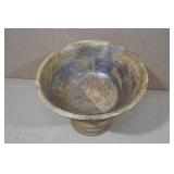 9.75" Round Wooden Footed Bowl