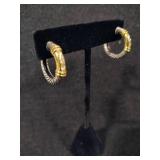 14K & 925 David Yurman Diamond Metro Cable Hoop Earrings