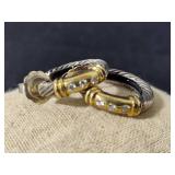 14K & 925 David Yurman Diamond Metro Cable Hoop Earrings