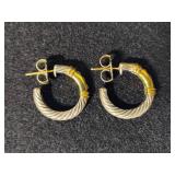 14K & 925 David Yurman Diamond Metro Cable Hoop Earrings