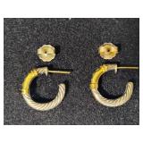 14K & 925 David Yurman Diamond Metro Cable Hoop Earrings