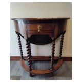 Antique Oak Drop Leaf Barley Twist Leg Side Table