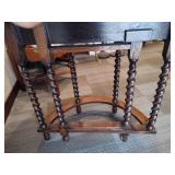 Antique Oak Drop Leaf Barley Twist Leg Side Table