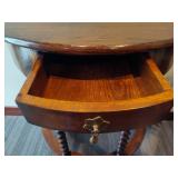 Antique Oak Drop Leaf Barley Twist Leg Side Table