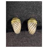 14K & 925 David Yurman Two Tone Silver & Gold Earrings