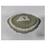 Wedgewood Sage Jasperware Trinket Box, Bud Vase & Plate