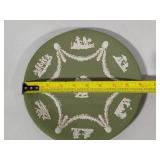 Wedgewood Sage Jasperware Trinket Box, Bud Vase & Plate