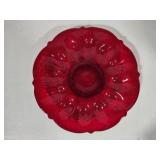 Mosser Glass Inverted Thistle Ruby Red Egg Plate