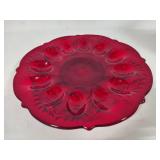 Mosser Glass Inverted Thistle Ruby Red Egg Plate