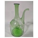 Hand Blown Green Glass Decanter w/Ice Chamber