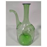 Hand Blown Green Glass Decanter w/Ice Chamber