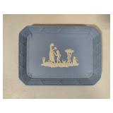 Wedgewood Blue Jasperware London Plate, Small Rectangular Plate & Small Dish