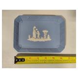 Wedgewood Blue Jasperware London Plate, Small Rectangular Plate & Small Dish