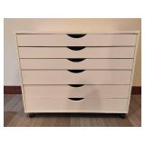 White Six Drawer Storage Unit on Casters