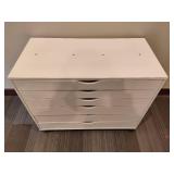 White Six Drawer Storage Unit on Casters