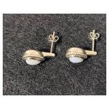 925 Sterling Silver & Opal Teardrop Pierced Earrings