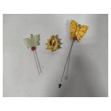 St. John Gilt Black Enamel Lady Bug Brooch & Two Butterfly Hat Pins