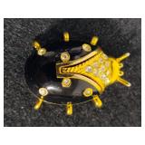St. John Gilt Black Enamel Lady Bug Brooch & Two Butterfly Hat Pins