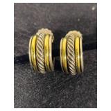 14K & 925 David Yurman Two Tone Cable Pierced Earrings