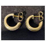 14K & 925 David Yurman Two Tone Cable Pierced Earrings