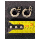 14K & 925 David Yurman Two Tone Cable Pierced Earrings