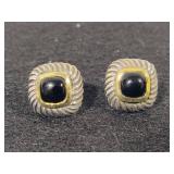 14K & 925 David Yurman Albion Black Onyx Square Earrings