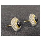 14K & 925 David Yurman Albion Black Onyx Square Earrings