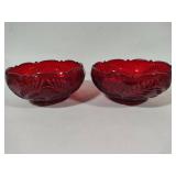 Mosser Glass Inverted Thistle Ruby Red 8" Bowls
