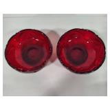 Mosser Glass Inverted Thistle Ruby Red 8" Bowls