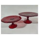 Mosser Glass Inverted Thistle Ruby Red Cake Stands