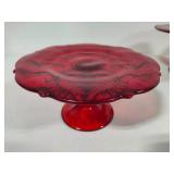Mosser Glass Inverted Thistle Ruby Red Cake Stands