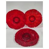 Mosser Glass Inverted Thistle Ruby Red 12" Serving Plates