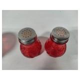 Mosser Glass Inverted Thistle Ruby Red Salt & Pepper Shakers & Tumbler