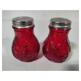 Mosser Glass Inverted Thistle Ruby Red Salt & Pepper Shakers & Tumbler