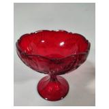 Mosser Glass Inverted Thistle Ruby Red Compote & Covered Dish