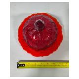 Mosser Glass Inverted Thistle Ruby Red Compote & Covered Dish