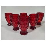 Six Heisey Thumbprint Amberina Tumblers