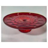 Viking Ruby Red Georgian Honeycomb 11" Pedestal Cake Stand