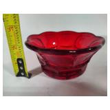 Viking Ruby Red Georgian Honeycomb Pitcher & Small Dish