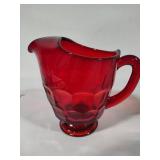 Viking Ruby Red Georgian Honeycomb Pitcher & Small Dish