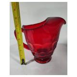 Viking Ruby Red Georgian Honeycomb Pitcher & Small Dish