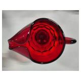 Viking Ruby Red Georgian Honeycomb Pitcher & Small Dish