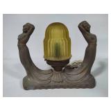 *Rare* Art Deco Figural Statue Copper Lamp