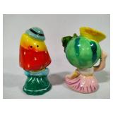 Retro Salt & Pepper Shakers:  Strawberry & Melon Heads